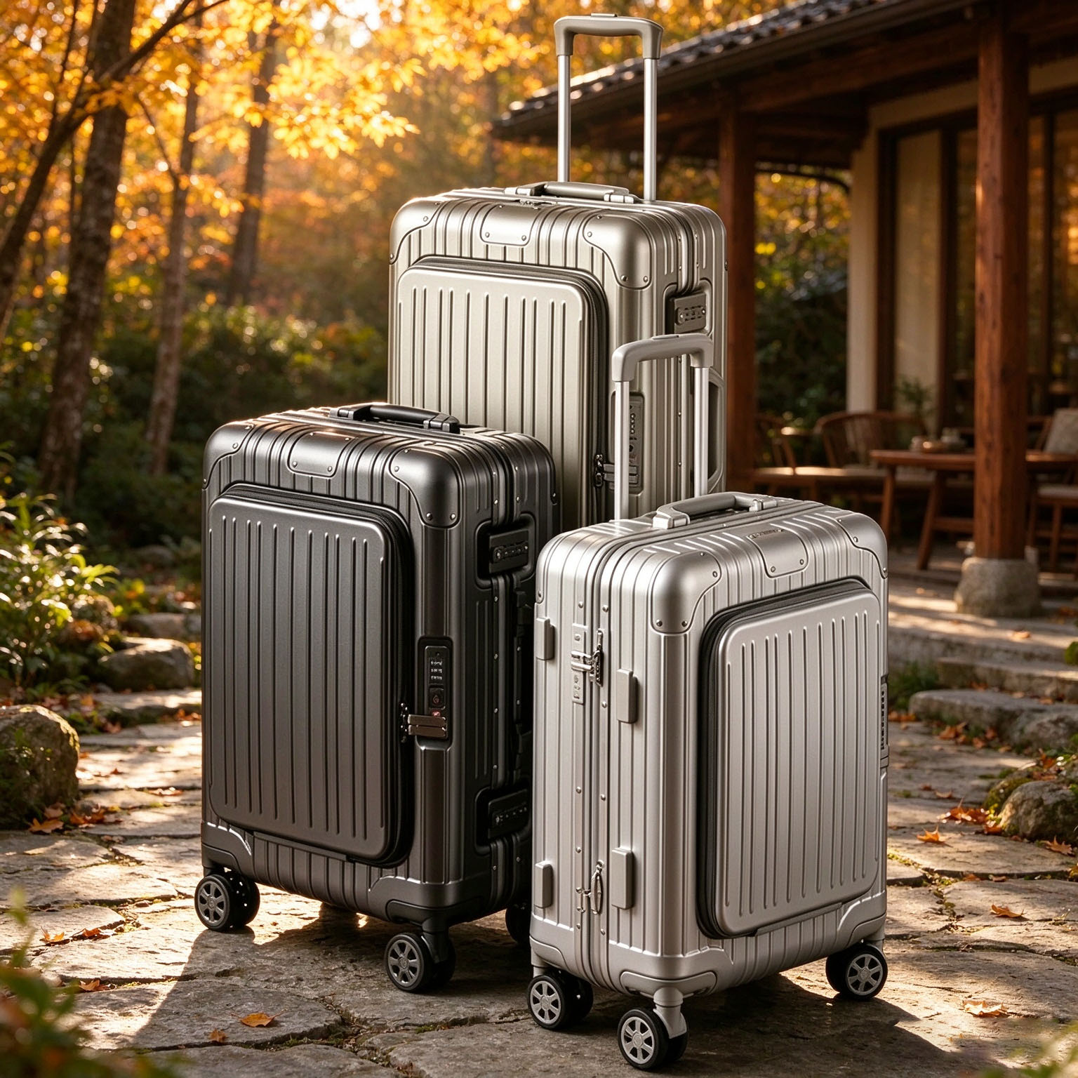 Spinner Wheel Rolling Suitcase 20 Inch - 20/24/28 Zoll Reisekoffer mit Frontöffnung, Aluminiumrahmen,