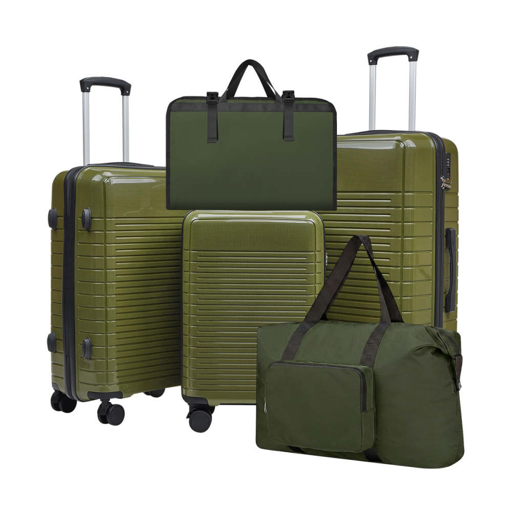 Foldable Rolling Luggage Bag - 5-teiliges PP-Hartschalen-Kofferset 20/24/28 Zoll Rollkoffer mit