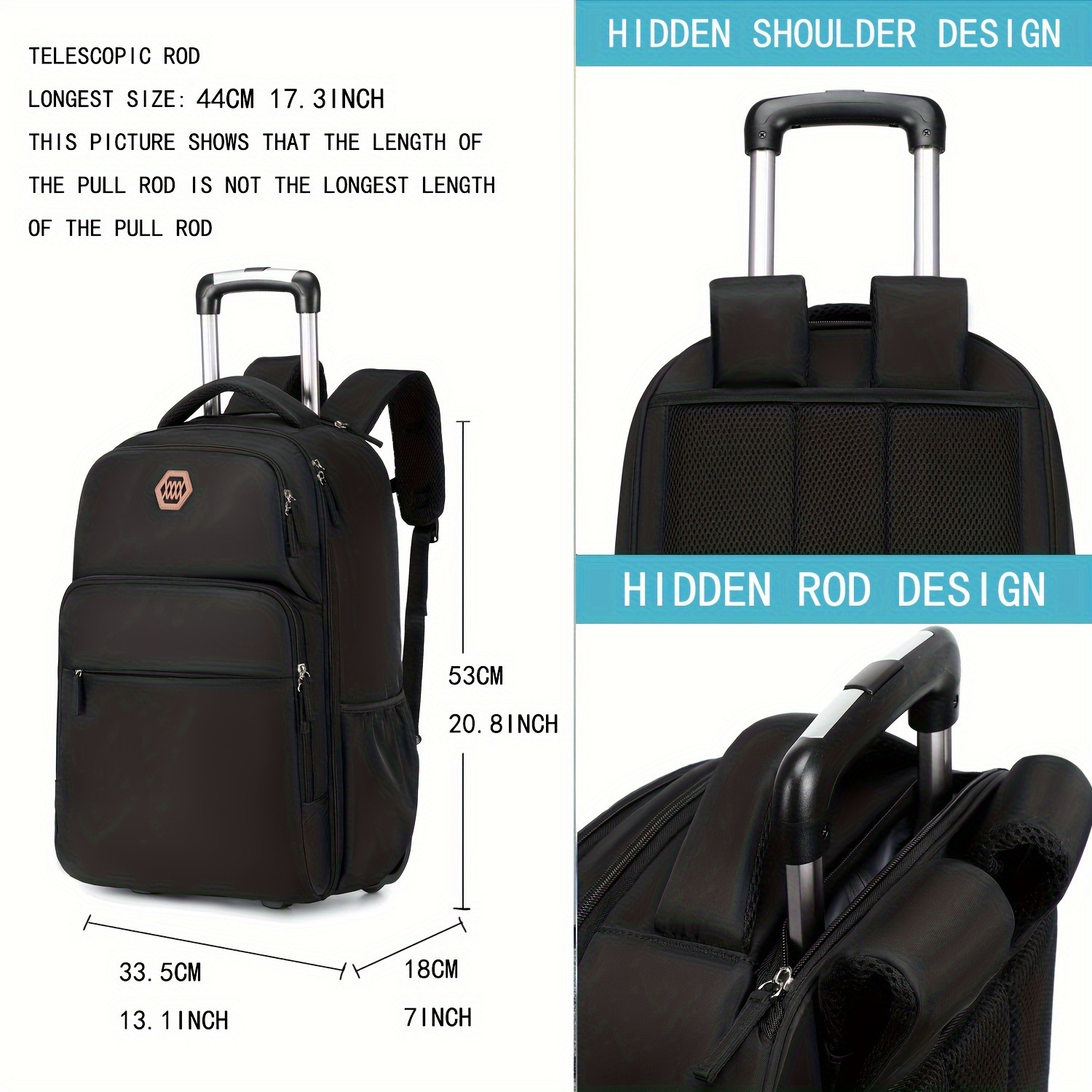 40L Rollender Laptop-Rucksack, – Foldable Rolling Luggage Bag Bewertung und Preis